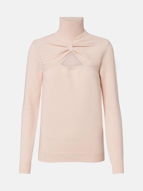 Valentino Cutout gathered virgin wool turtleneck sweater