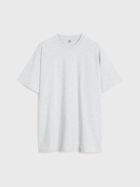 Straight cotton tee pale grey melange