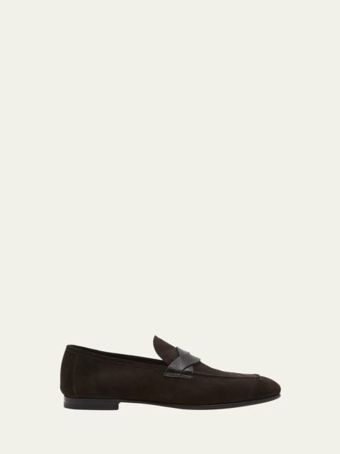 TOM FORD Men's Sean Twisted Keeper Suede Penny Loafers