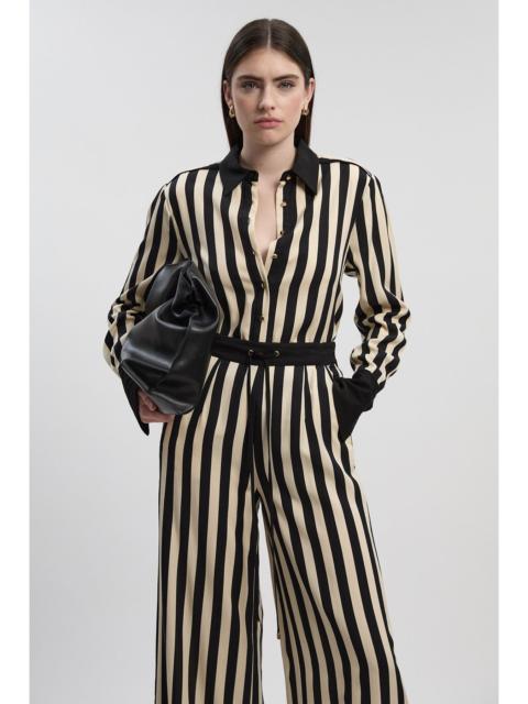 KAREN MILLEN Mono Fluid Stripe Cotton Mix Woven Shirt