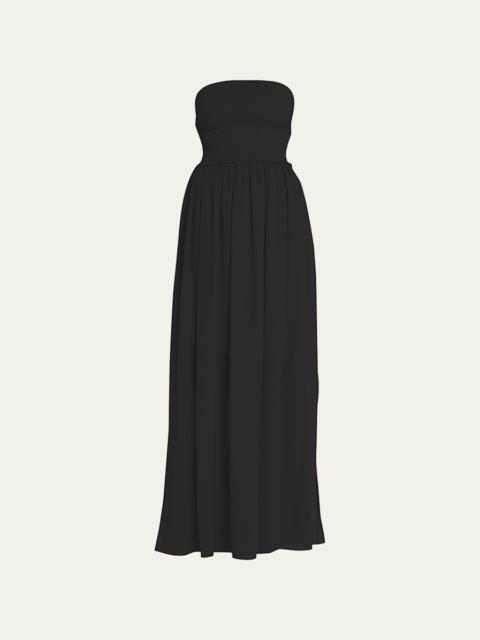 RAMY BROOK Calista Smocked Strapless Side-Split Coverup Dress