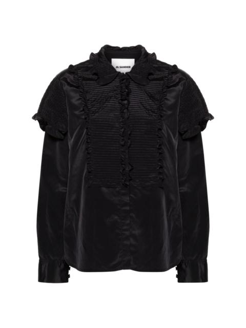 ruffled button-up blouse