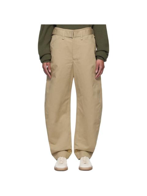 Lemaire Beige Belted Tapered Trousers