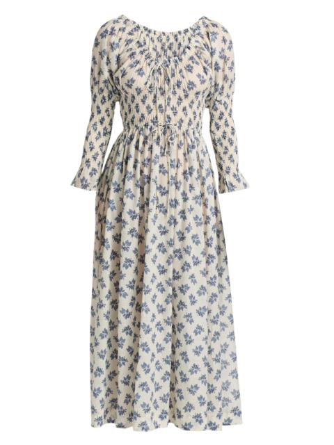 DÔEN Women's Kaira Floral Cotton Midi-Dress - Creme Pomegranate Bloom