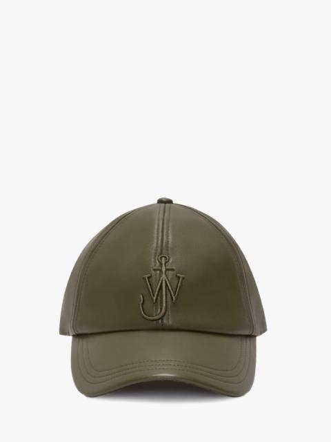 LEATHER BASEBALL CAP WITH ANCHOR LOGO