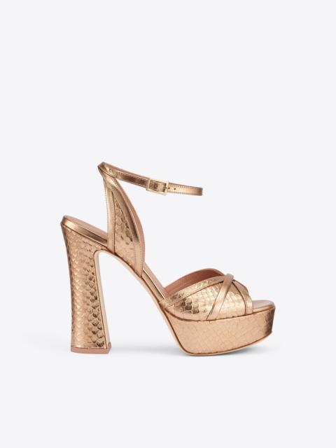 MALONE SOULIERS Sylvie 125 Gold Embossed Leather Platform Sandals