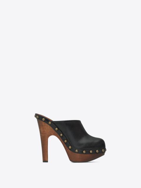 saint laurent joan platform clogs in smooth leather and wood