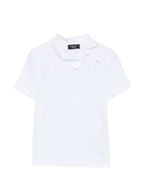 A.W.A.K.E. MODE asymmetric-collar piqué-textured top