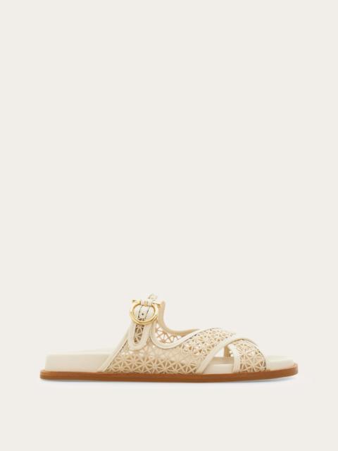 FERRAGAMO Gancini buckle crossover slide