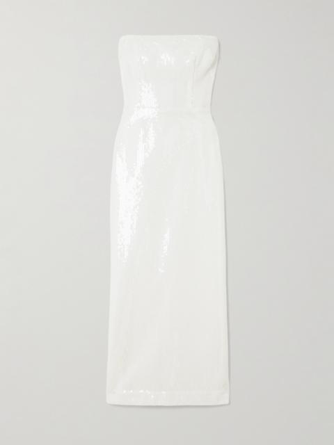 ALEX PERRY Strapless Sequined Crepe Midi Dress