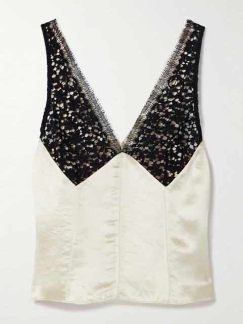 MARIA McMANUS Satin-twill And Corded Lace Camisole