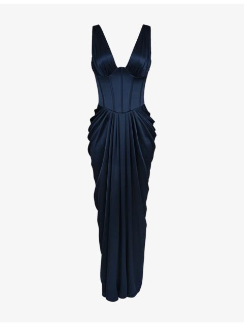 House of CB Angeline Corset Satin Maxi Dress