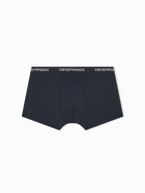 EMPORIO ARMANI MICROFIBER JERSEY TRUNKS WITH AN ELASTIC LOGO WAISTBAND
