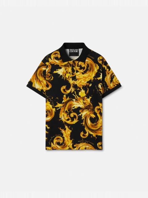 VERSACE JEANS COUTURE Printed Cotton-Piqué Polo