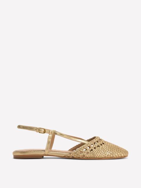 BODEN Woven Slingback Flats-Gold