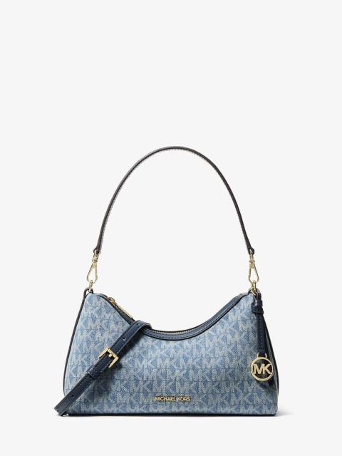 MICHAEL KORS Sammy Small Signature Logo Print Denim Convertible Crossbody Bag