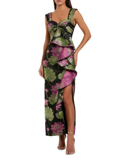 MAC DUGGAL Women's Ieena One Brocade Column Dress - Black Multi