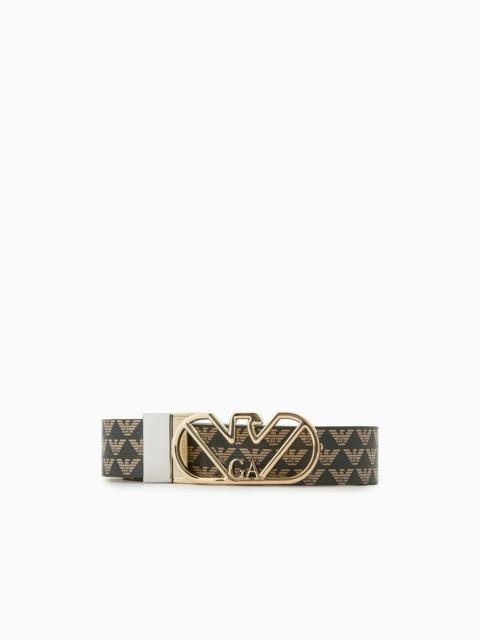 EMPORIO ARMANI All-over eagle two-toned reversible belt with eagle buckle