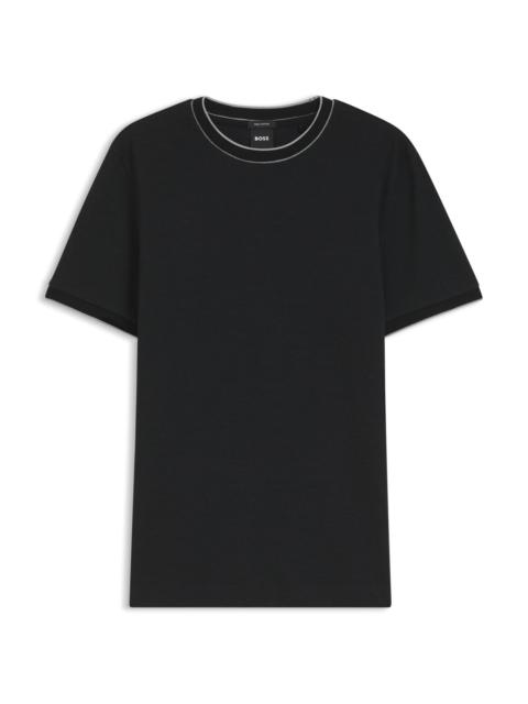 BOSS REGULAR-FIT T-SHIRT IN STRUCTURED COTTON WITH TIPPING DETAILS