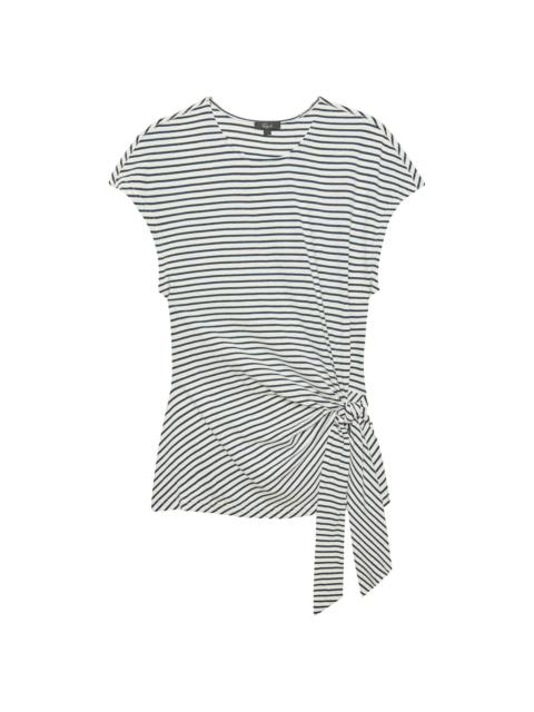 Rails Women's Gabbie Striped Cotton Knotted Top - Ivory Navy Micro Stripe