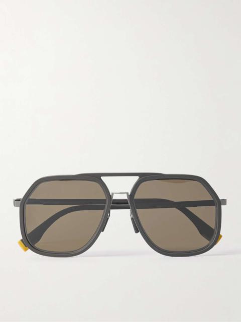 FENDI Aviator-Style Resin and Gold-Tone Sunglasses
