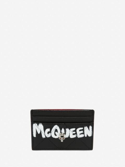 Women's McQueen Graffiti Card Holder in Black/white