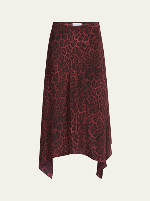 Stella McCartney Leopard Print Asymmetric Silk Skirt