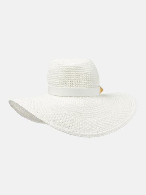 Valentino Roman Stud leather-trimmed sun hat