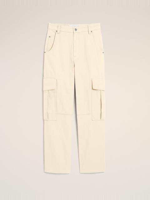 AMI Paris WHITE BAGGY-FIT CARGO COTTON TROUSERS