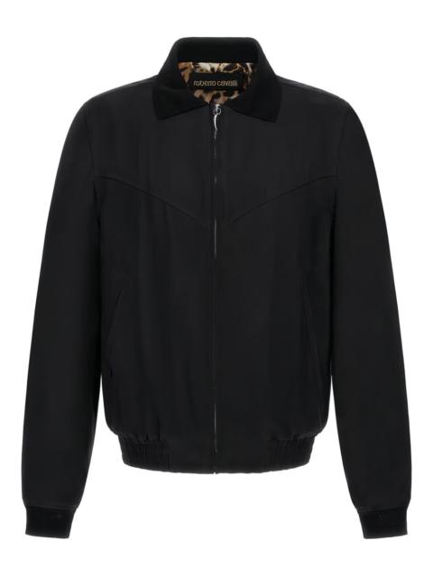 Roberto Cavalli ribbed-collar bomber jacket