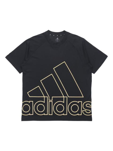 adidas adidas U Big Logo T Sports Stylish Printing Round Neck Short Sleeve Black GU4291