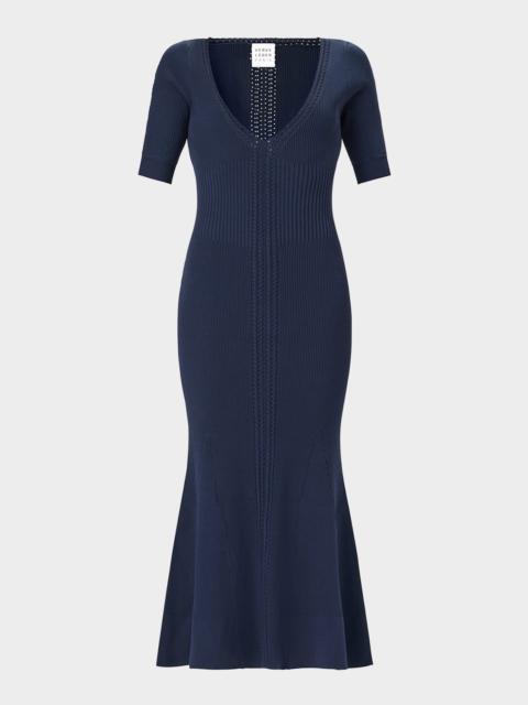 HERVE LEGER The Aria Rib Knit Mermaid Midi Dress