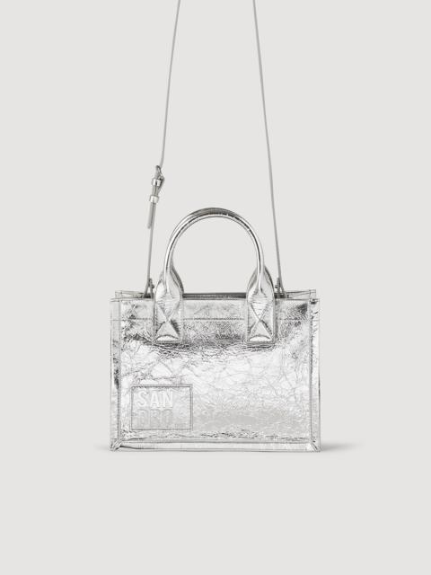 Sandro Kasbah small metallic leather tote bag