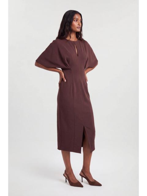 KAREN MILLEN Petite Pleat Detail Ponte Keyhole Midi Dress