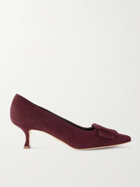 Manolo Blahnik Maysale 50 Buckled Suede Pumps