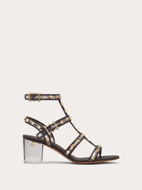 ROCKSTUD SANDAL IN POLYMER MATERIAL WITH STRAPS AND PLEXI HEEL 60MM