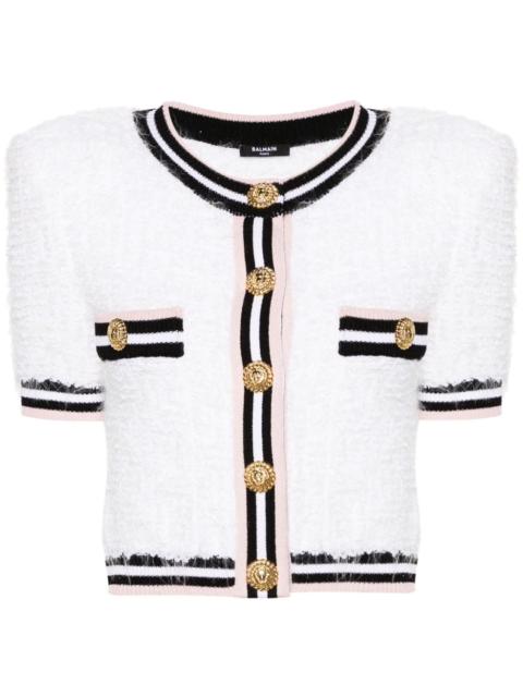 Balmain maze-monogram bouclÃ© cardigan