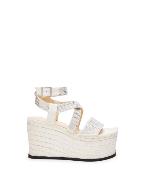 Petal espadrille platform in suede calfskin and rhinestones