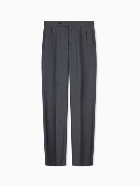 GIORGIO ARMANI OVERSIZED DOUBLE PLEAT TROUSERS IN VIRGIN WOOL FLANNEL