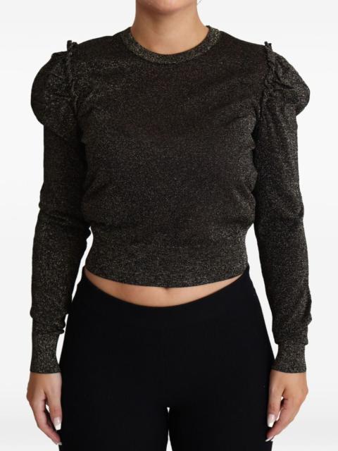 Dolce & Gabbana glitter-knit puff-shoulder sweater