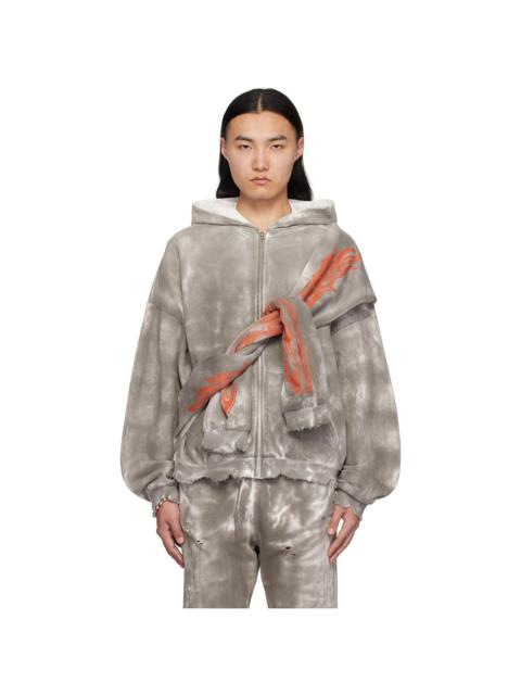 We11done Red Pierced Zip-Up Hoodie | REVERSIBLE