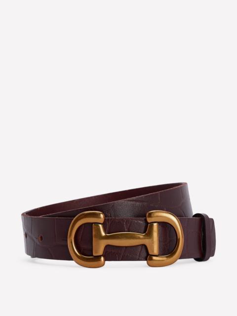 BODEN Iris Snaffle-Trim Leather Belt-Croc