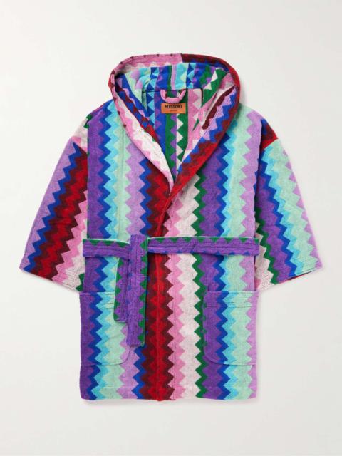 Chantal Striped Cotton-Terry Jacquard Hooded Robe