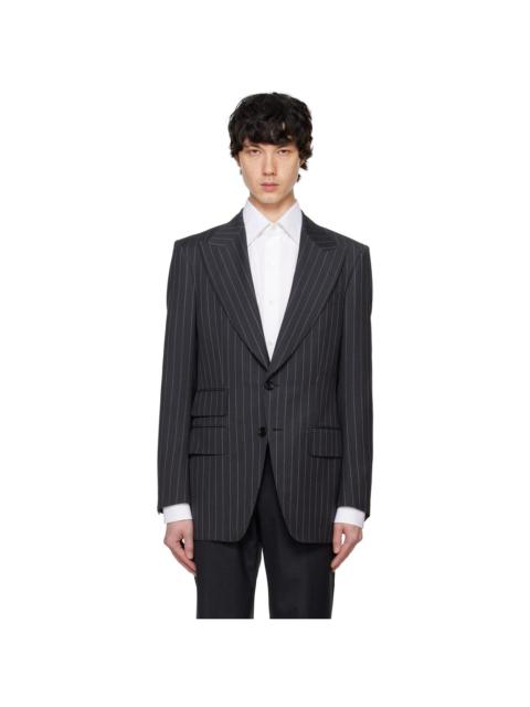 TOM FORD Gray Sharp Stripe Atticus Blazer