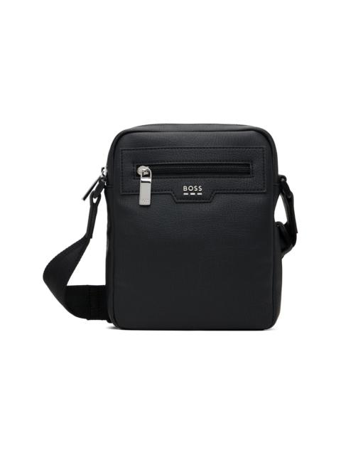 BOSS Black Grained Faux-Leather Pouch
