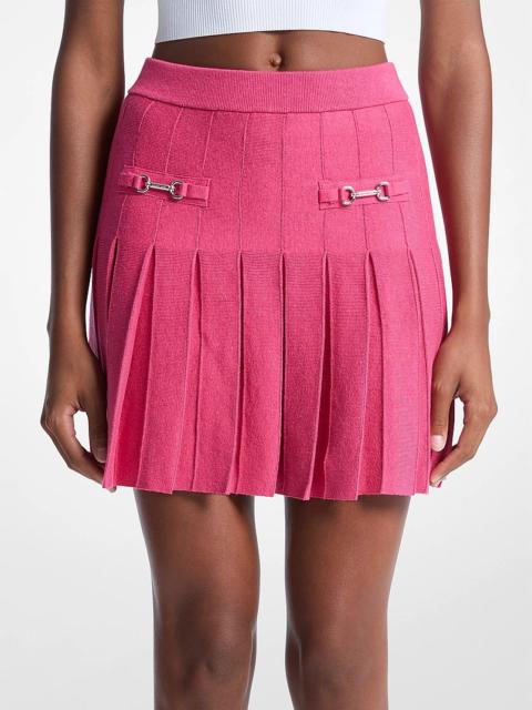 MICHAEL KORS Pleated Cotton Blend Mini Skirt