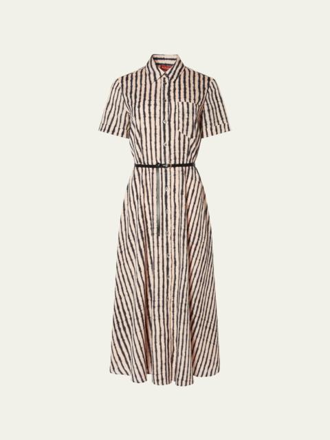 Altuzarra Kiera Abstract Stripe Midi Shirtdress with Belt