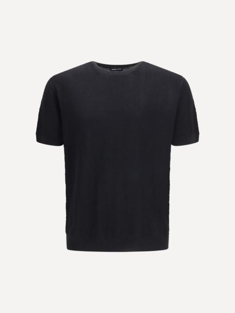 GIORGIO ARMANI Short-sleeved cotton and silk Sweater