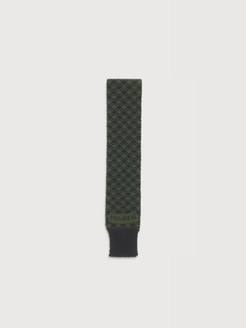 Marni GREEN AND PURPLE WOOL SCARF WITH GEOMETRIC MOTIF