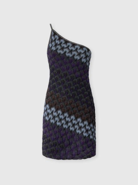 Missoni One-shoulder viscose lamé mini dress